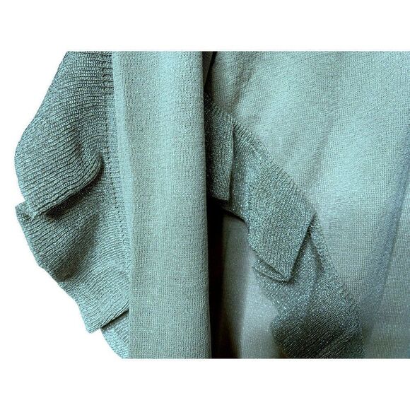 Lumiere Metallic Ruffle Detail Top Sweater Sz L Feminine Cozy Warm Pullover NEW - Picture 4 of 7